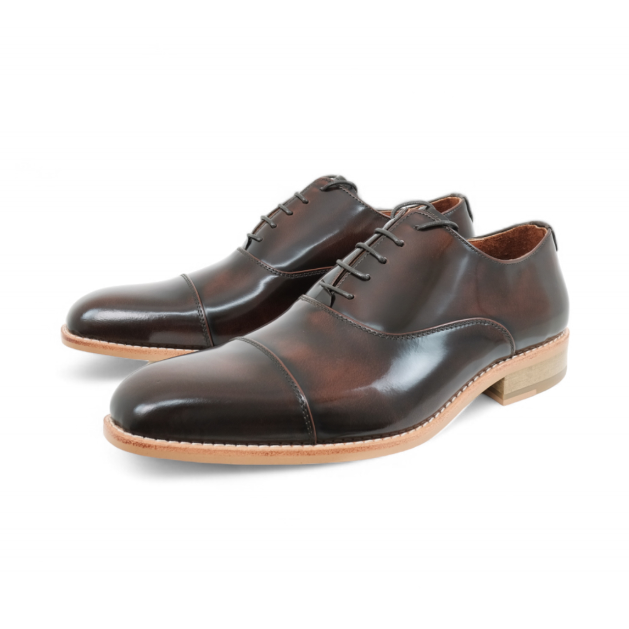 "LEO" Brown cap-toe oxford