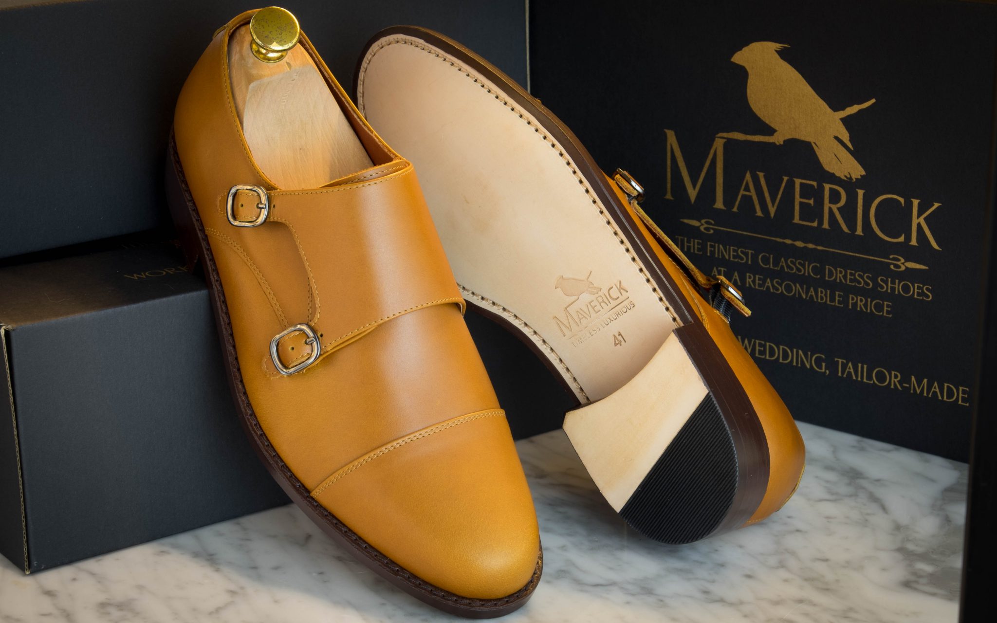 รองเท้า double monk strap รุ่น Duke สีแทน MAVERICKSHOES 2