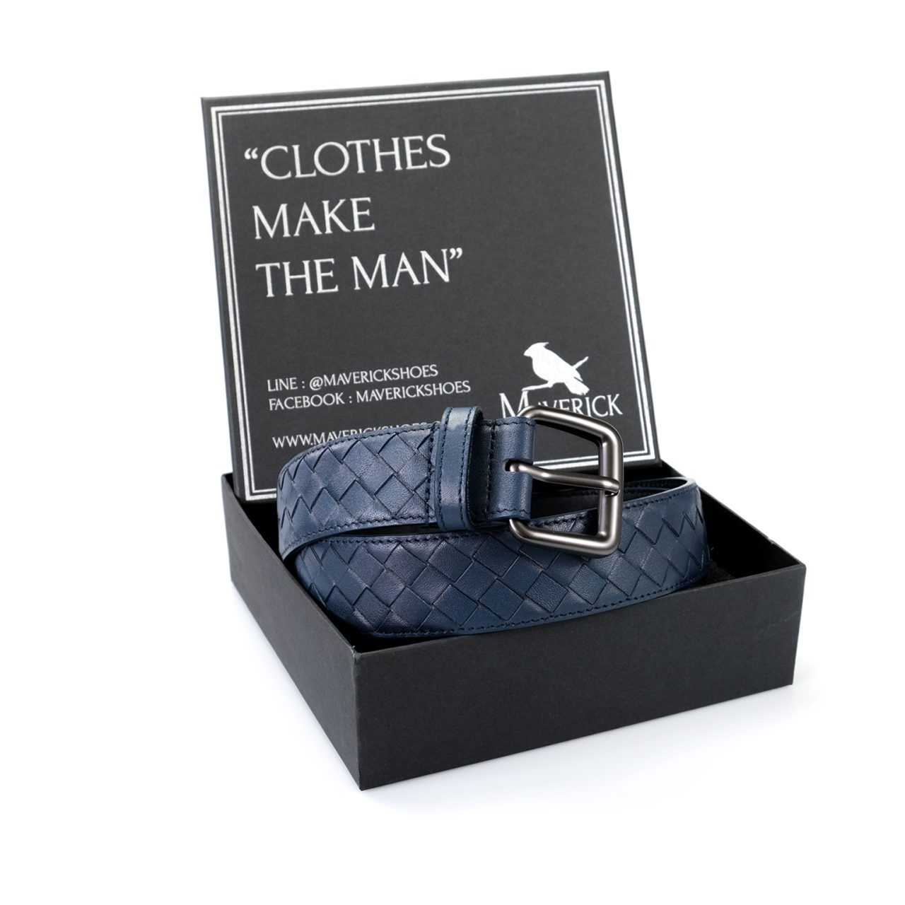 Le Galon in Navy - The Braided leather belt เข็มขัดหนังถัก สีกรมท่า หนังนิ่มสวย ของขวัญผู้ชาย ของขวัญสามี