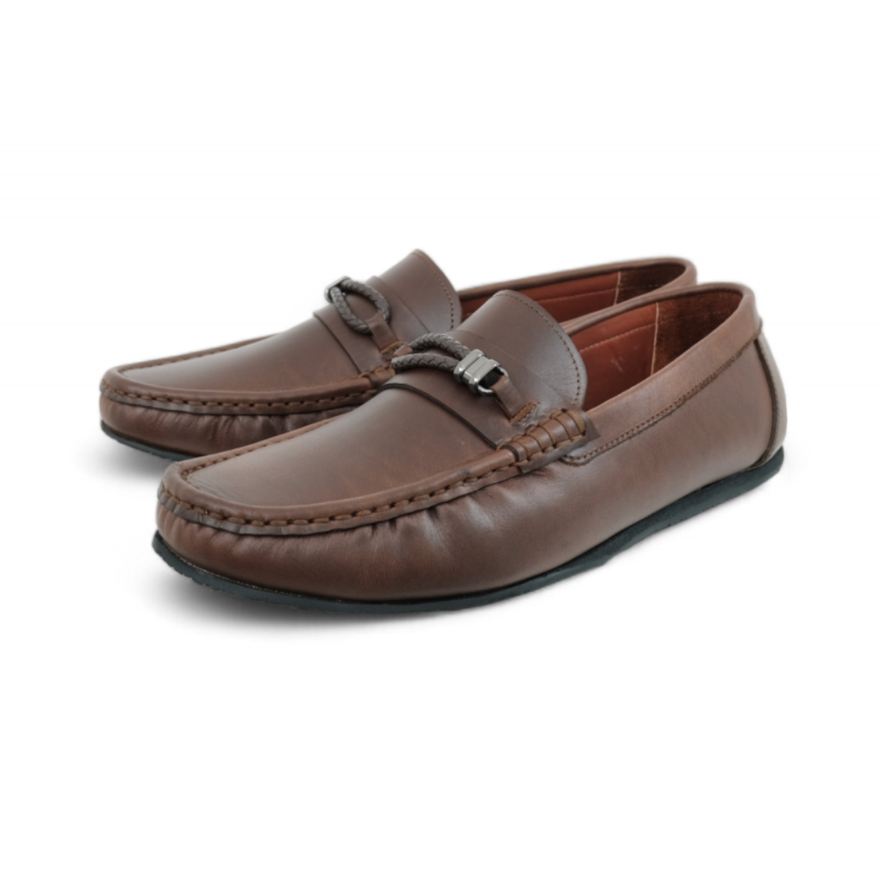AUSTIN - Brown MAVBIT braided slip on moccasin รองเท้าหนังแบบสวม casual สีน้ำตาล